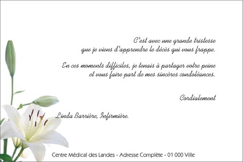 Personnaliser et commander Carte de condolances