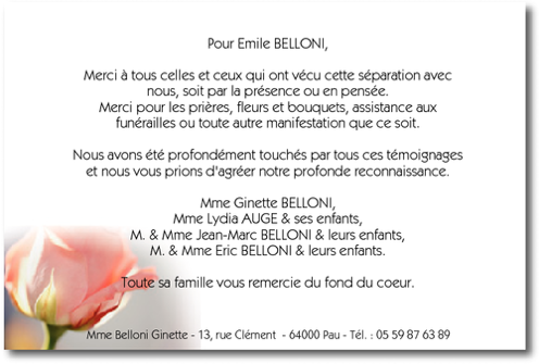 Personnaliser et commander "La Petite Rose" - Carte de Remerciement dcs