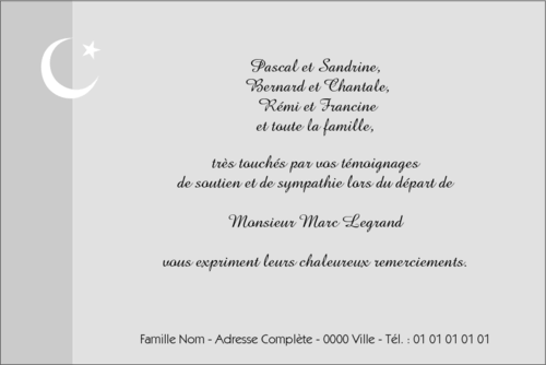 Carte de remerciements dcs