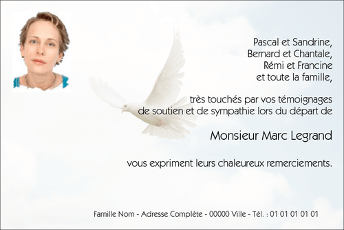 Carte de remerciements décès