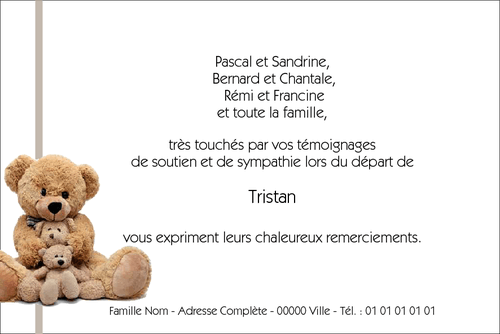 Carte de remerciements dcs