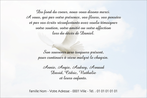 Merci pour votre soutien - carte de remerciement deuil/ décès/ condoléances,  carte de voeux réconfortante le chagrin