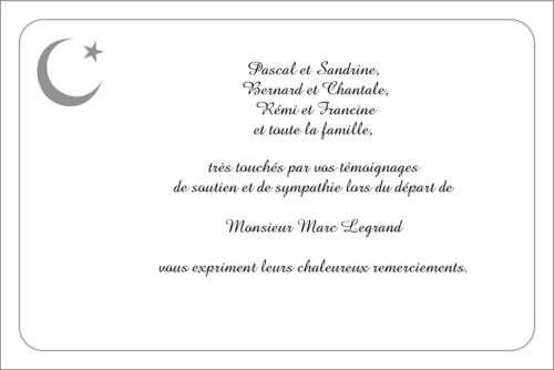 Carte de remerciements dcs