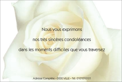 Carte Sincères Condoléances